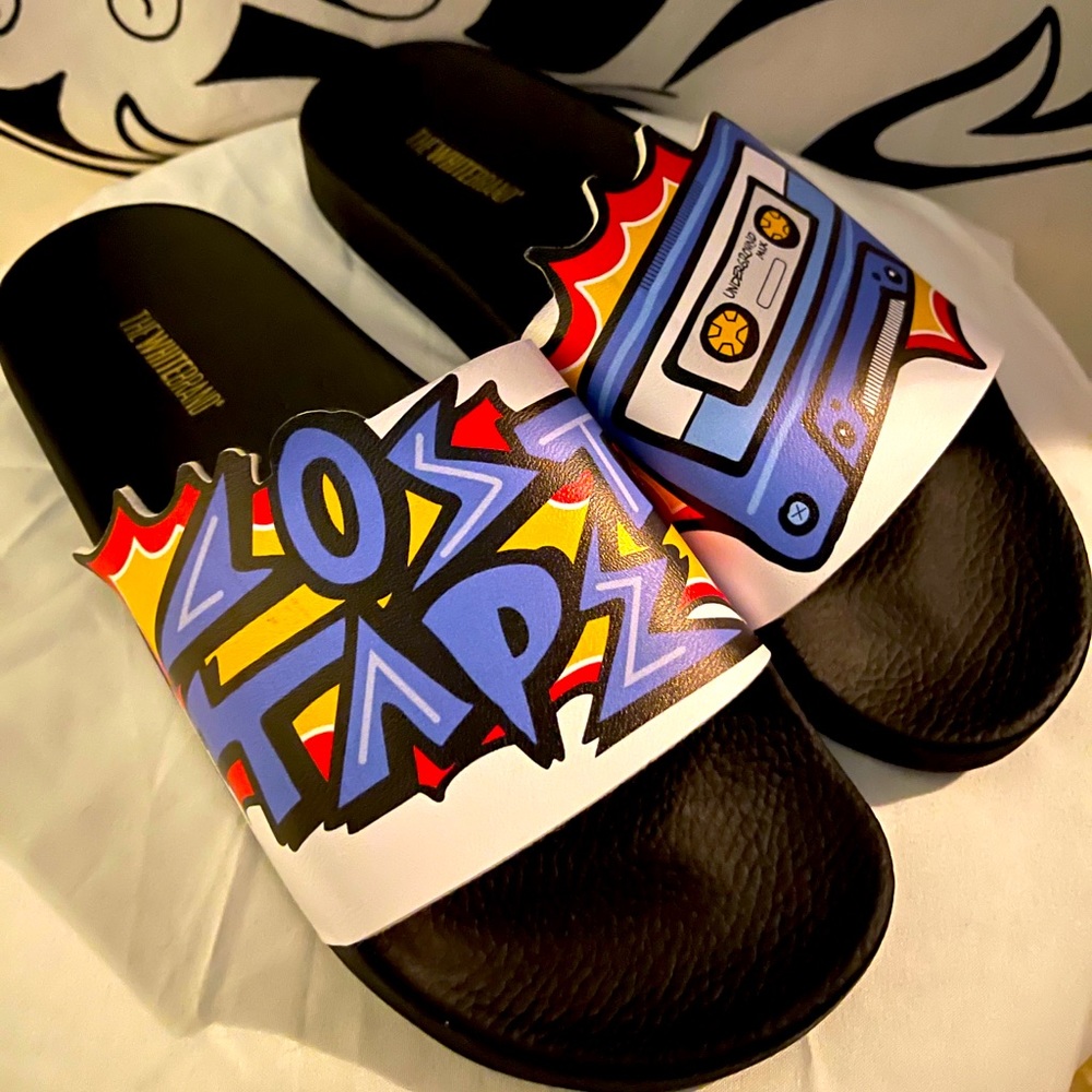 White Brand Lost Tape Slides (Women’s Sz 10)